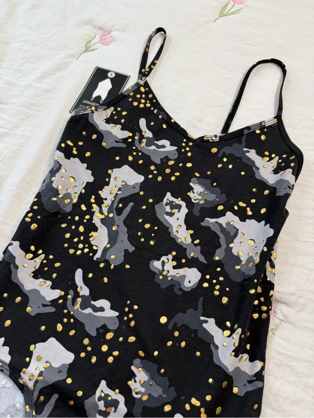 ethika Bodysuit Grey Metallic Camouflage Print Bodysuit Tank Top